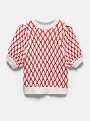 Mint Velvet Red Graphic Knit Top - Image 7 of 8