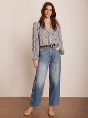 Mint Velvet Cream Geometric Print Boho Blouse - Image 2 of 8