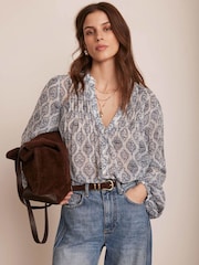 Mint Velvet Cream Geometric Print Boho Blouse - Image 6 of 8