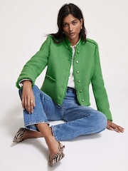Mint Velvet Green Boucle Jacket - Image 1 of 8