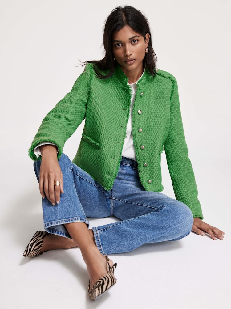 Mint Velvet Green Boucle Jacket - Image 1 of 8