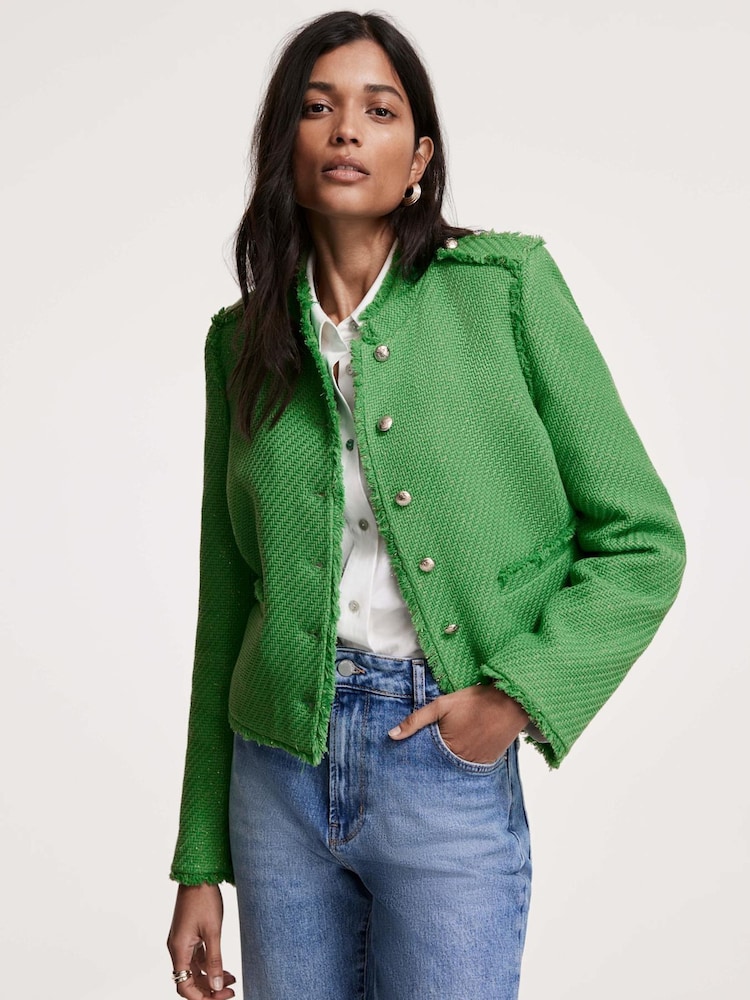 Mint Velvet Green Boucle Jacket - Image 2 of 8