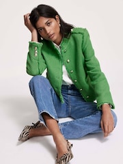 Mint Velvet Green Boucle Jacket - Image 4 of 8