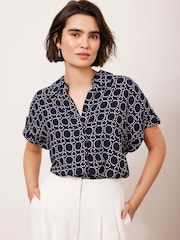 Mint Velvet Blue Abstract Print Resort Shirt - Image 1 of 8