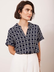 Mint Velvet Blue Abstract Print Resort Shirt - Image 3 of 8