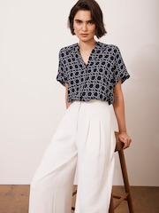 Mint Velvet Blue Abstract Print Resort Shirt - Image 5 of 8