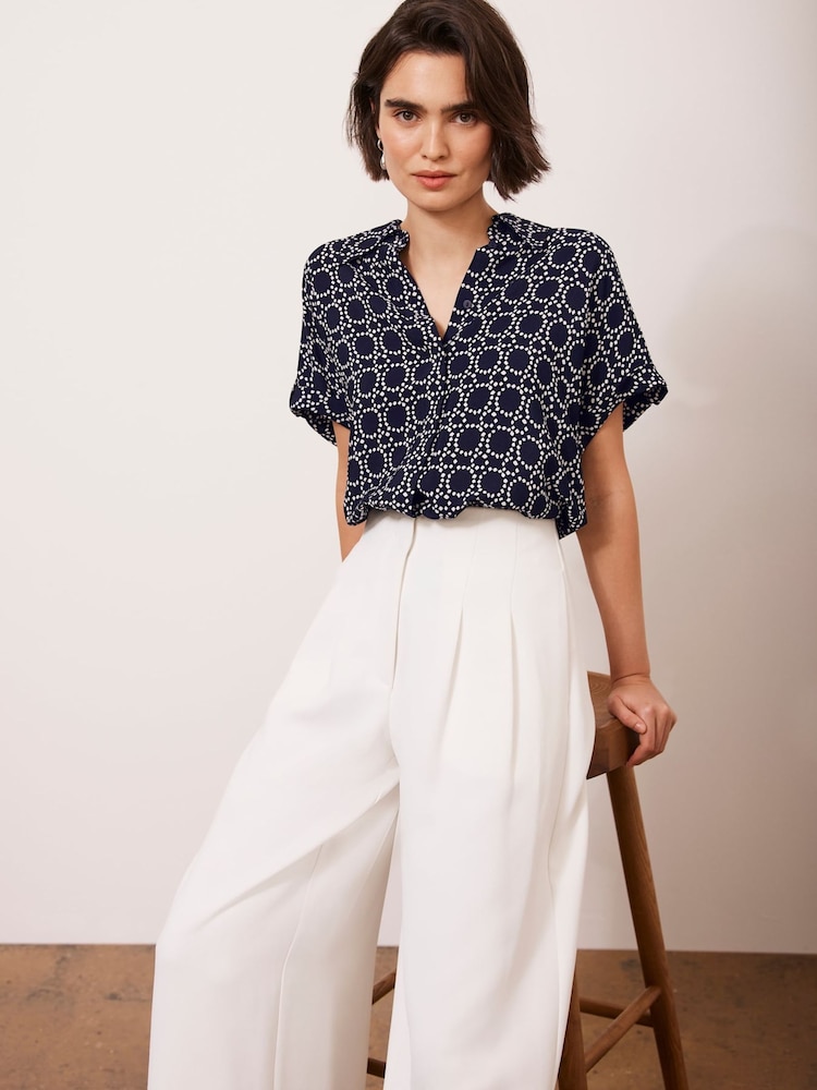Mint Velvet Blue Abstract Print Resort Shirt - Image 5 of 8