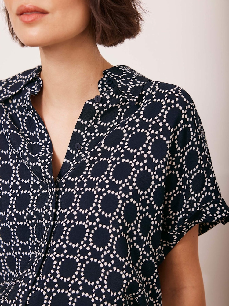 Mint Velvet Blue Abstract Print Resort Shirt - Image 6 of 8