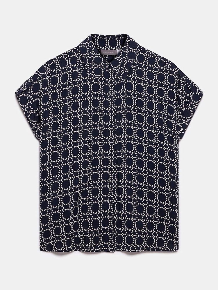 Mint Velvet Blue Abstract Print Resort Shirt - Image 7 of 8