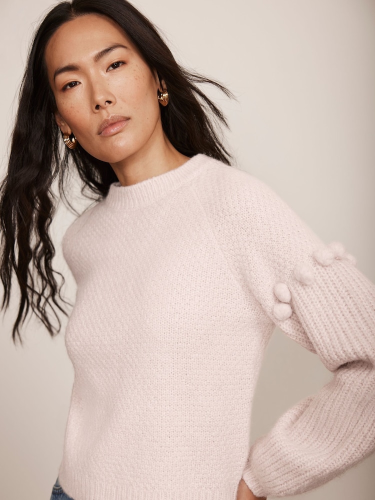 Mint Velvet Pink Balloon Sleeve Knit Jumper - Image 2 of 9 Mint Velvet Pink Balloon Sleeve Knit Jumper - Image 2 of 9
