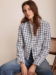 Mint Velvet White Checked Boucle Jacket - Image 1 of 8