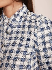 Mint Velvet White Checked Boucle Jacket - Image 5 of 8