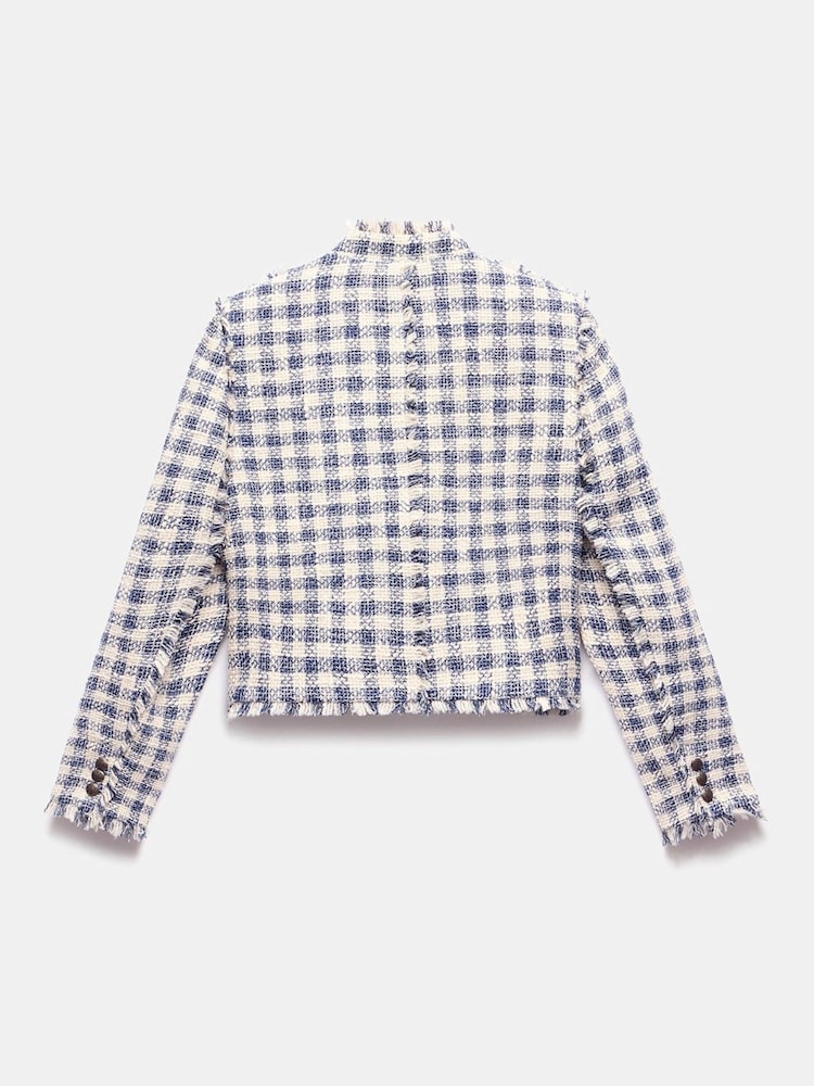 Mint Velvet White Checked Boucle Jacket - Image 8 of 8
