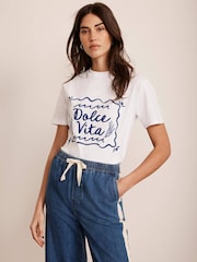 Mint Velvet White 100% Cotton Dolce Vita T-Shirt - Image 2 of 8