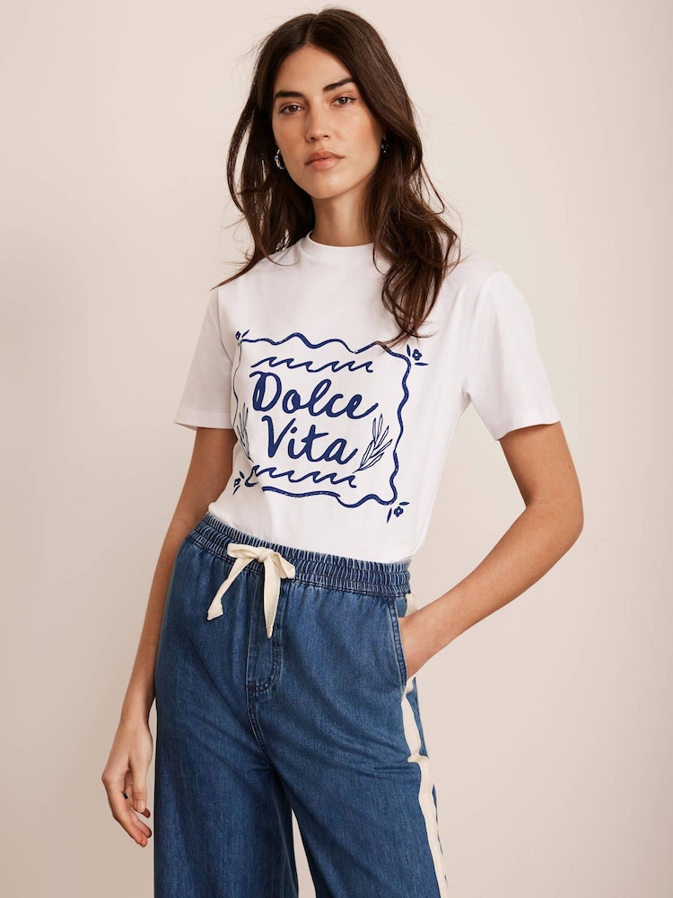 Mint Velvet White 100% Cotton Dolce Vita T-Shirt - Image 2 of 8