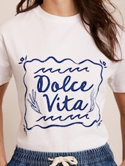 Mint Velvet White 100% Cotton Dolce Vita T-Shirt - Image 3 of 8