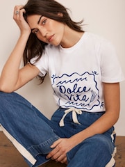 Mint Velvet White 100% Cotton Dolce Vita T-Shirt - Image 4 of 8