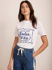 Mint Velvet White 100% Cotton Dolce Vita T-Shirt - Image 5 of 8