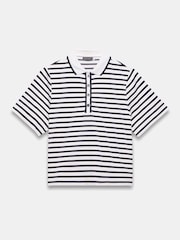 Mint Velvet Blue Striped Polo Top - Image 6 of 8