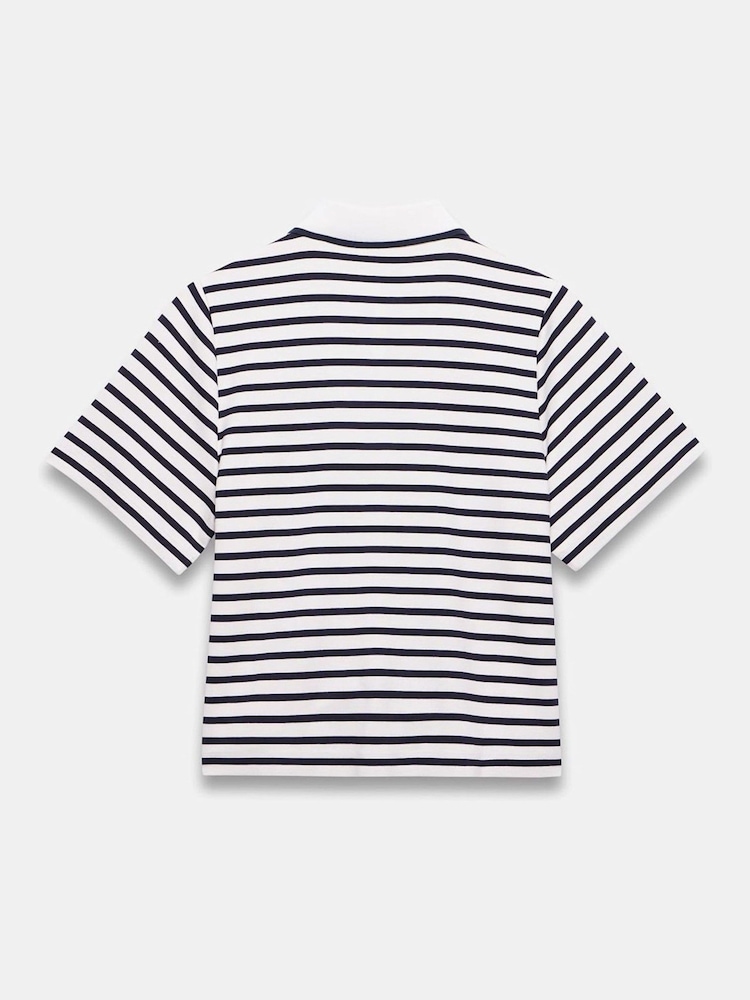 Mint Velvet Blue Striped Polo Top - Image 7 of 8