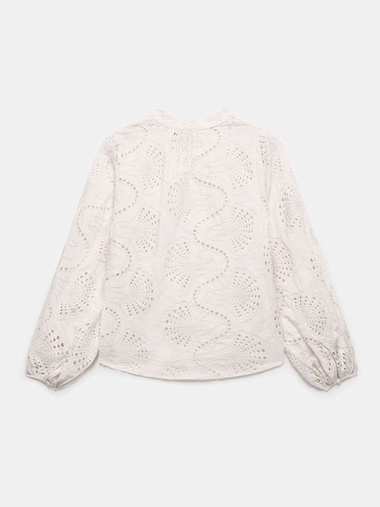 Mint Velvet White Broderie Cotton Blouse - Image 7 of 8