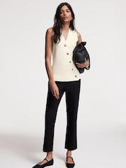 Mint Velvet White Asymmetric Knit Waistcoat - Image 5 of 9
