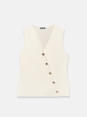 Mint Velvet White Asymmetric Knit Waistcoat - Image 7 of 9