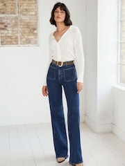 Mint Velvet Blue Relaxed Straight Jeans - Image 1 of 7