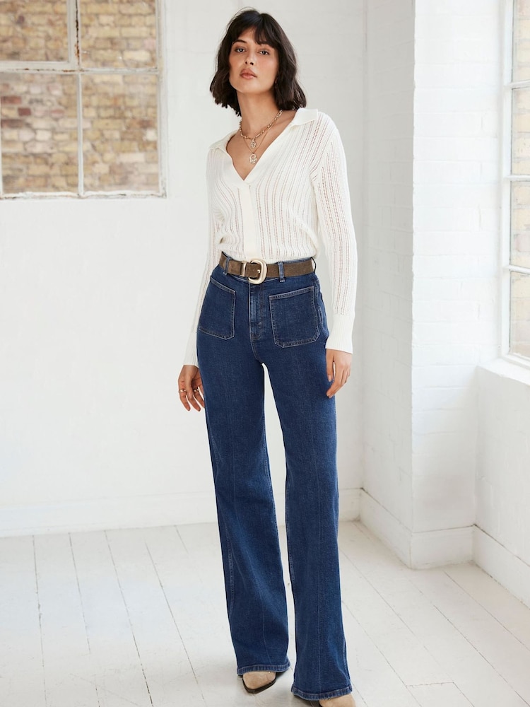 Mint Velvet Blue Relaxed Straight Jeans - Image 1 of 7