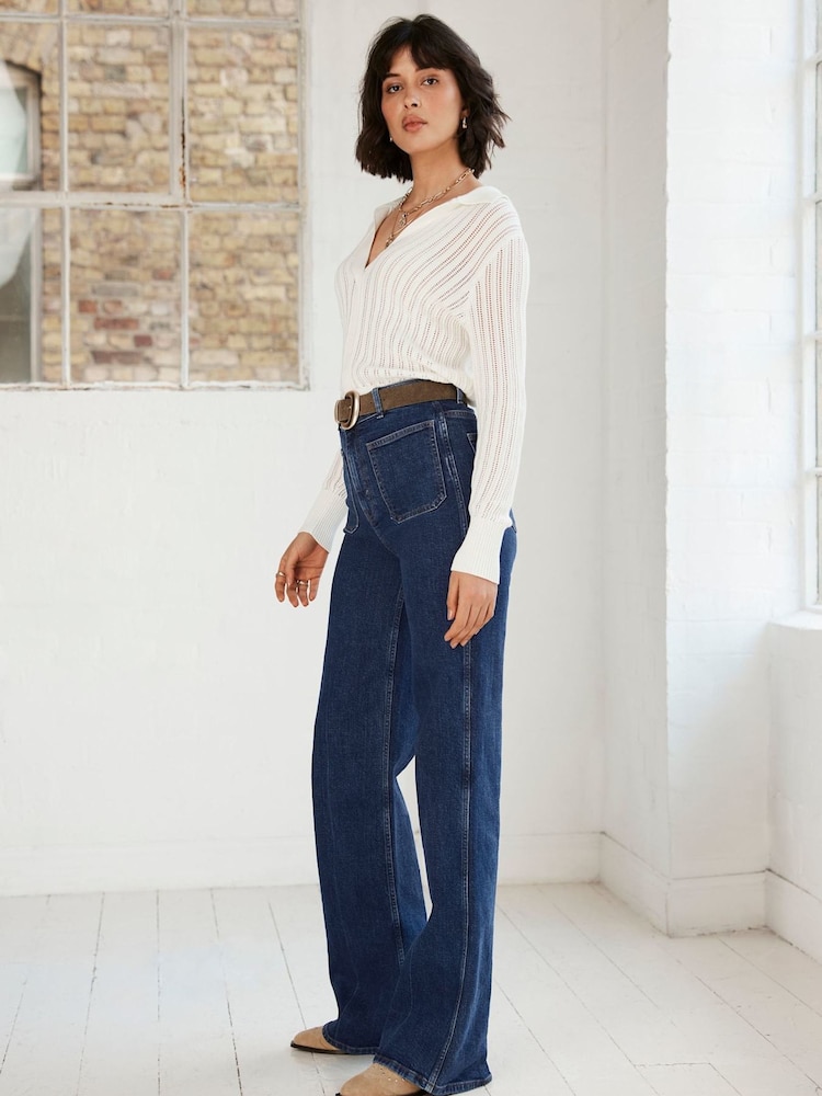 Mint Velvet Blue Relaxed Straight Jeans - Image 5 of 7