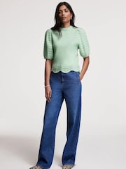 Mint Velvet Green Short Sleeve Knit Top - Image 2 of 9
