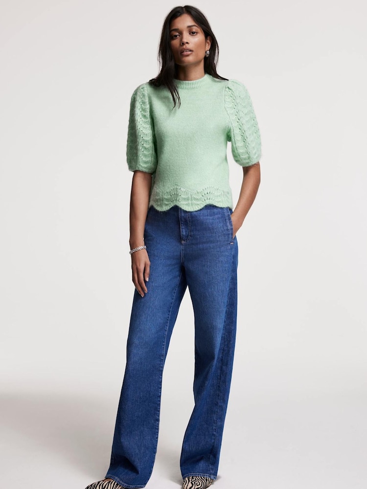 Mint Velvet Green Short Sleeve Knit Top - Image 2 of 9