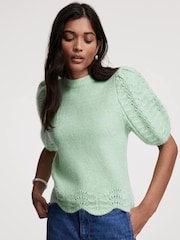 Mint Velvet Green Short Sleeve Knit Top - Image 4 of 9