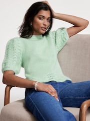 Mint Velvet Green Short Sleeve Knit Top - Image 5 of 9