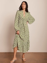 Mint Velvet Green Floral Print Midi Dress - Image 1 of 8
