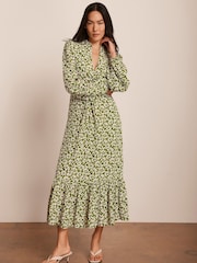 Mint Velvet Green Floral Print Midi Dress - Image 2 of 8