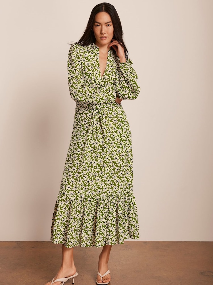 Mint Velvet Green Floral Print Midi Dress - Image 2 of 8
