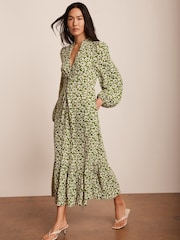 Mint Velvet Green Floral Print Midi Dress - Image 6 of 8