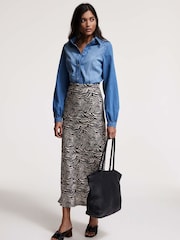 Mint Velvet Black Zebra Print Satin Slip Skirt - Image 3 of 7