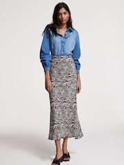 Mint Velvet Black Zebra Print Satin Slip Skirt - Image 4 of 7