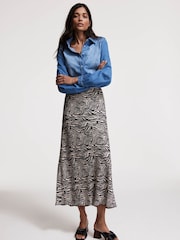 Mint Velvet Black Zebra Print Satin Slip Skirt - Image 5 of 7