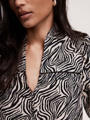 Mint Velvet Black Zebra Print Puff Sleeve Blouse - Image 3 of 7
