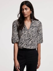 Mint Velvet Black Zebra Print Puff Sleeve Blouse - Image 5 of 7