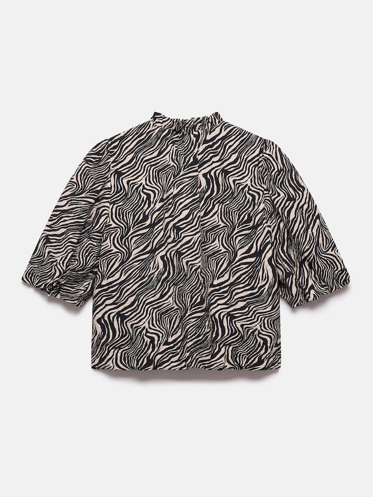 Mint Velvet Black Zebra Print Puff Sleeve Blouse - Image 7 of 7