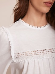 Mint Velvet White 100% Cotton Lace Trim Blouse - Image 2 of 7