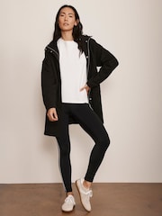 Mint Velvet Black Textured Hooded Coat - Image 3 of 8