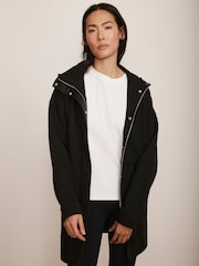 Mint Velvet Black Textured Hooded Coat - Image 4 of 8
