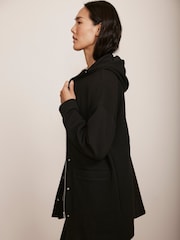 Mint Velvet Black Textured Hooded Coat - Image 6 of 8