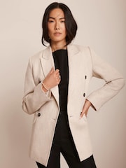Mint Velvet Cream Double Breasted Blazer - Image 1 of 8