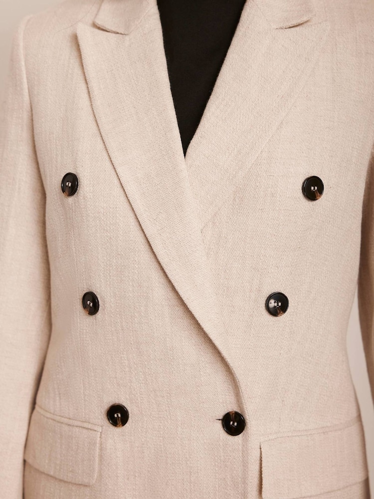 Mint Velvet Cream Double Breasted Blazer - Image 6 of 8